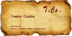 Tomka Csaba névjegykártya